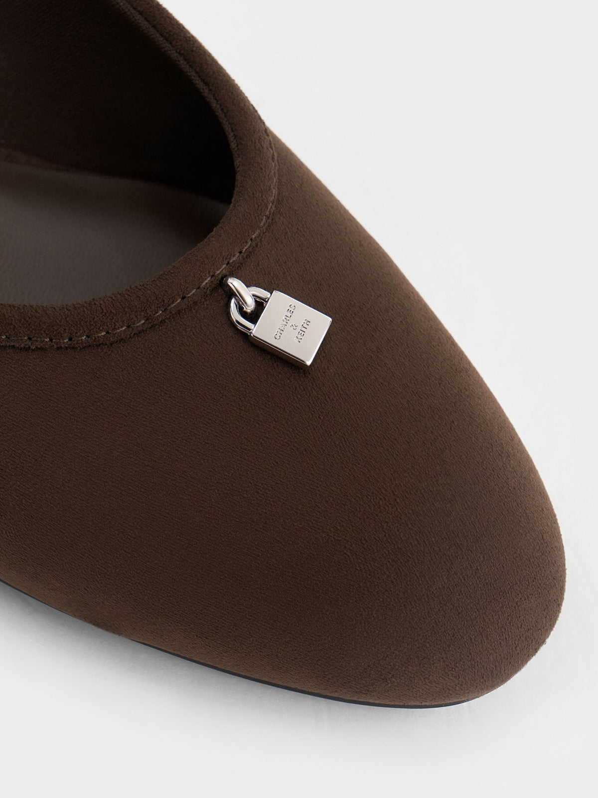 CHARLES & KEITH Signature / Griselda Faux Suede Ballet Flats - Dark Brown Textured