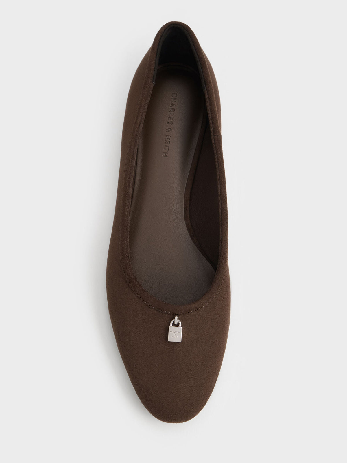 CHARLES & KEITH Signature / Griselda Faux Suede Ballet Flats - Dark Brown Textured