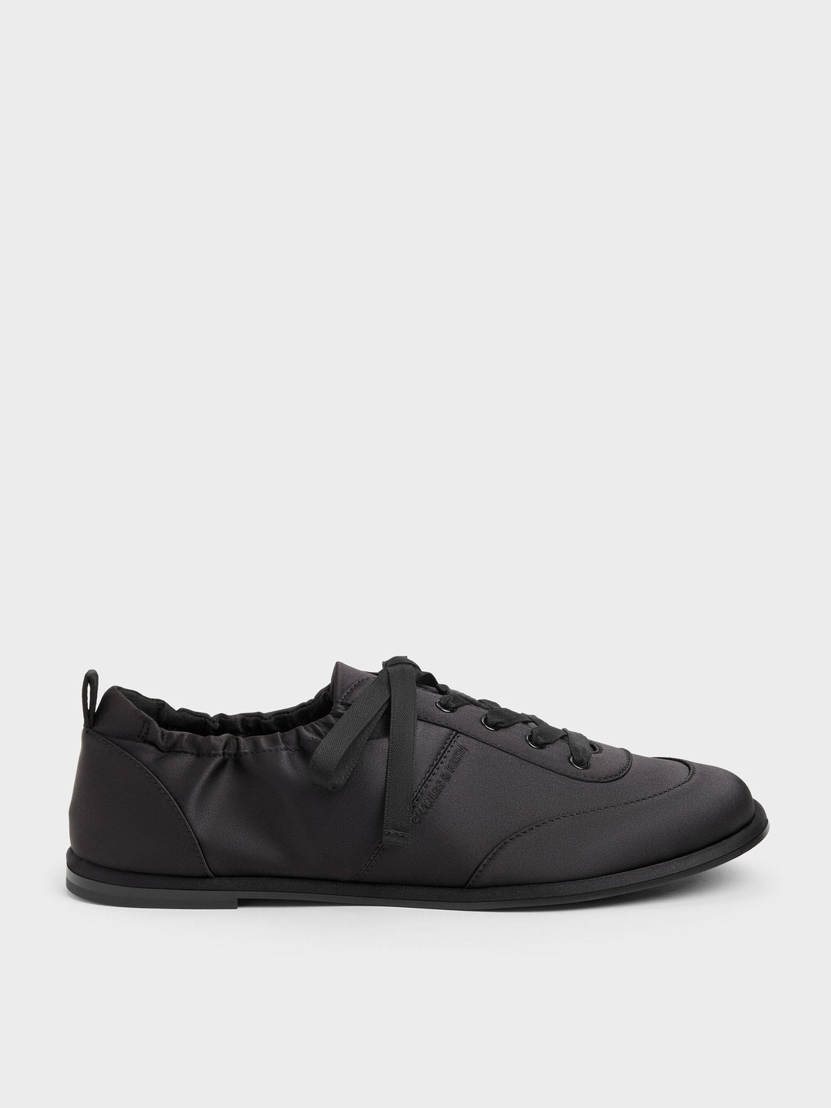 CHARLES & KEITH Deals / Satin Ruched Sneakers - Black Textured