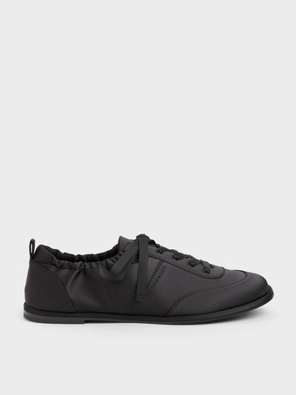 CHARLES & KEITH Deals / Satin Ruched Sneakers - Black Textured