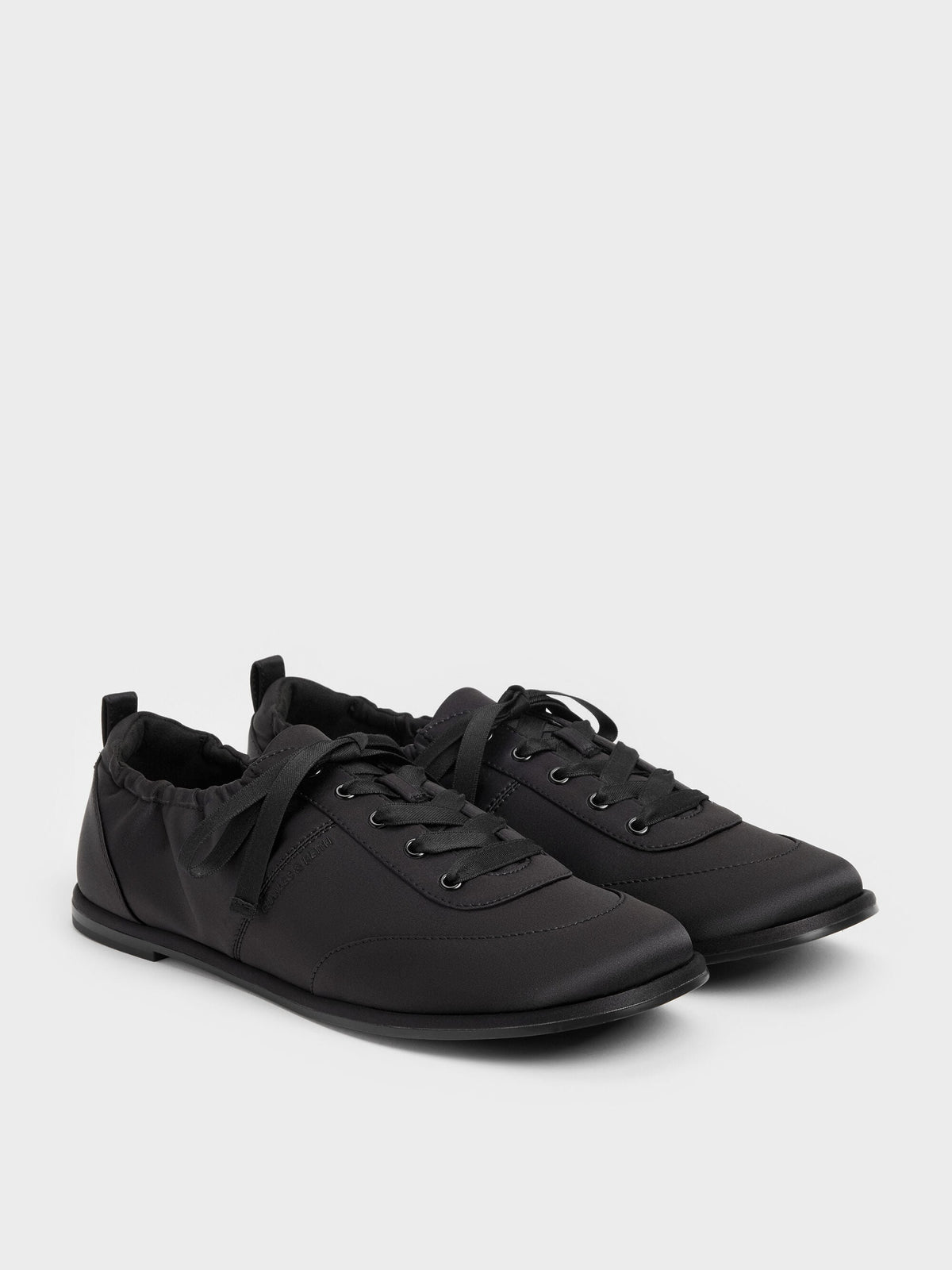 CHARLES & KEITH Deals / Satin Ruched Sneakers - Black Textured