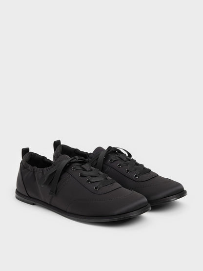CHARLES & KEITH Deals / Satin Ruched Sneakers - Black Textured
