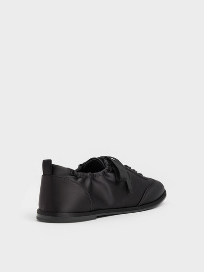 CHARLES & KEITH Deals / Satin Ruched Sneakers - Black Textured