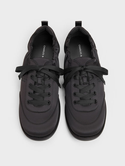CHARLES & KEITH Deals / Satin Ruched Sneakers - Black Textured