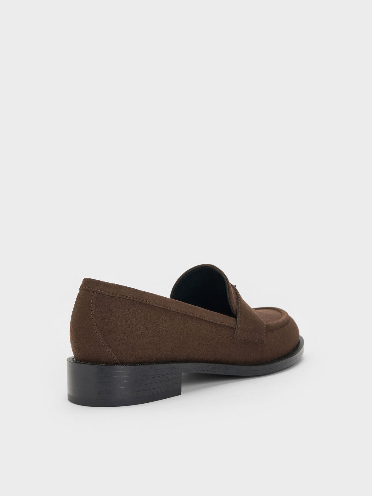 CHARLES & KEITH Everyday / Griselda Faux Suede Loafers - Dark Brown Textured