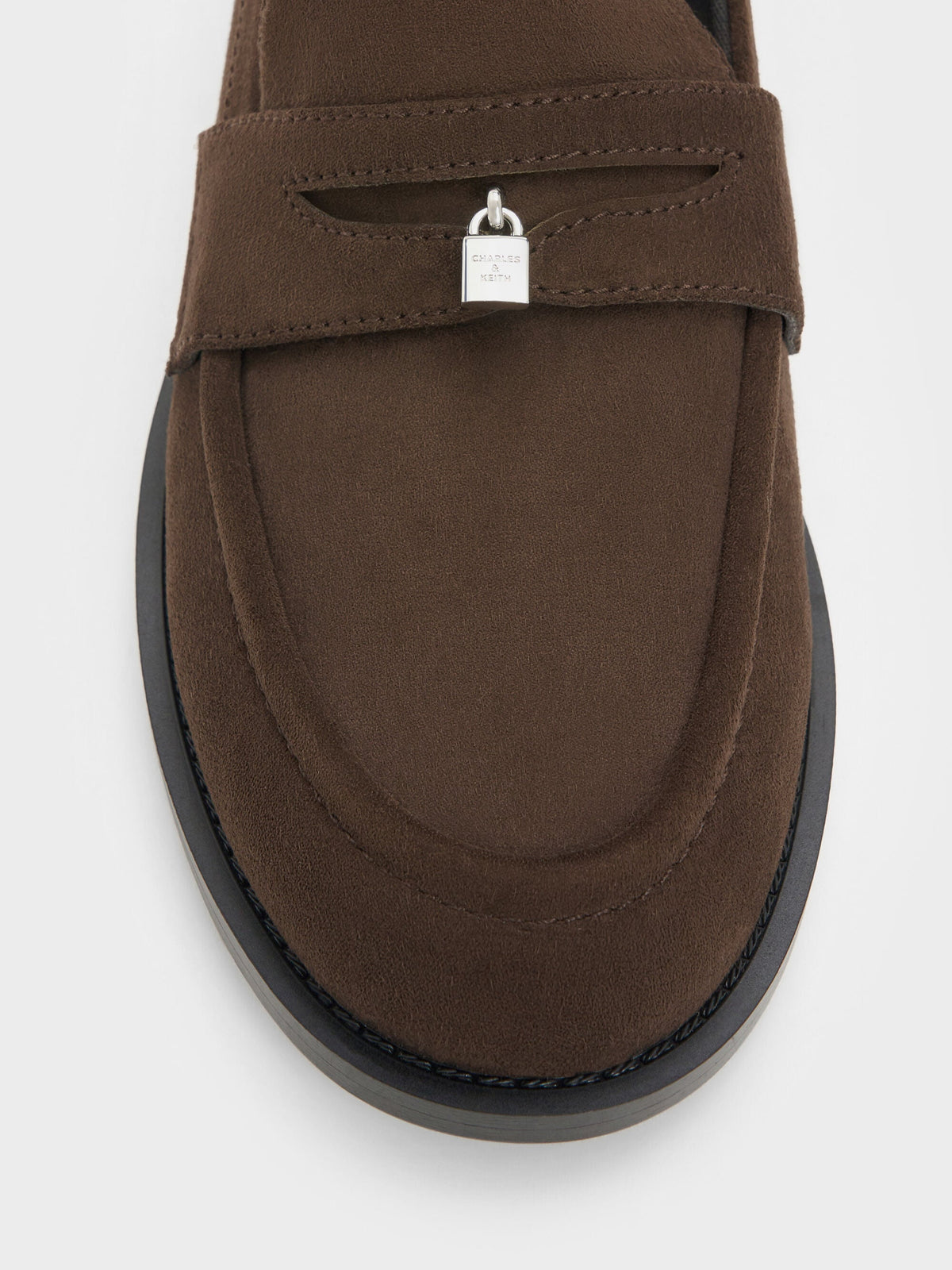 CHARLES & KEITH Everyday / Griselda Faux Suede Loafers - Dark Brown Textured