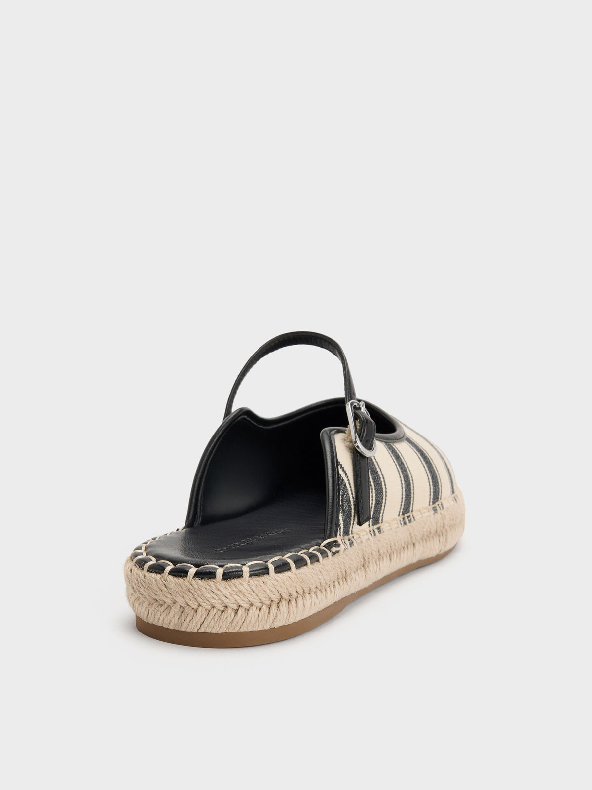 CHARLES & KEITH Featured / Striped Mary Jane Espadrille Mules - Black Textured