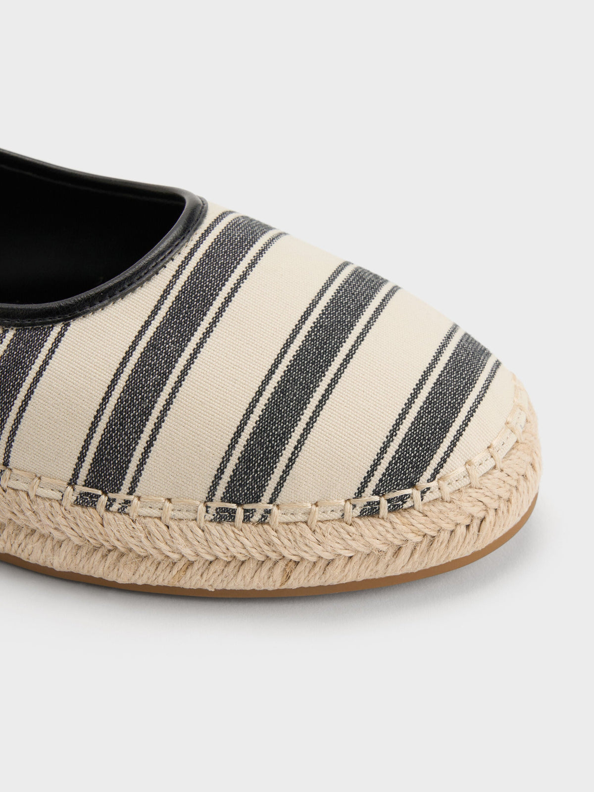 CHARLES & KEITH Featured / Striped Mary Jane Espadrille Mules - Black Textured