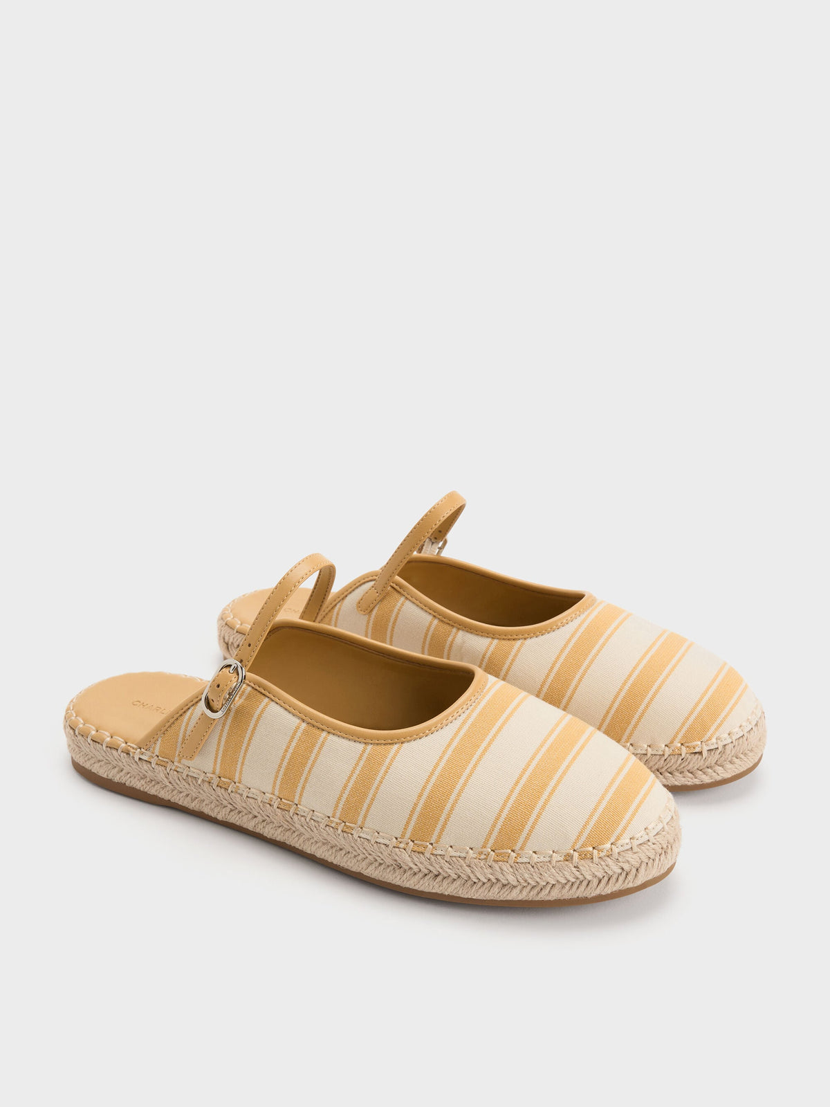 CHARLES & KEITH Everyday / Striped Mary Jane Espadrille Mules - Yellow