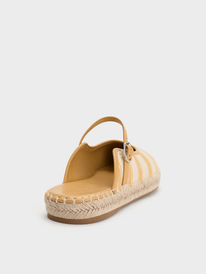 CHARLES & KEITH Everyday / Striped Mary Jane Espadrille Mules - Yellow