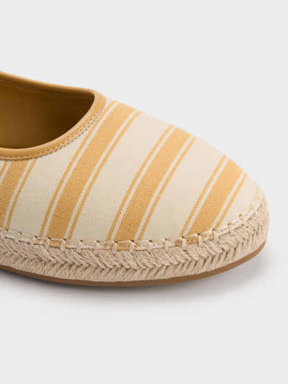 CHARLES & KEITH Everyday / Striped Mary Jane Espadrille Mules - Yellow