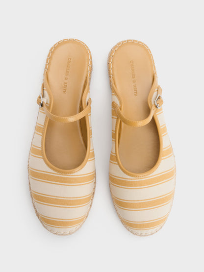CHARLES & KEITH Everyday / Striped Mary Jane Espadrille Mules - Yellow