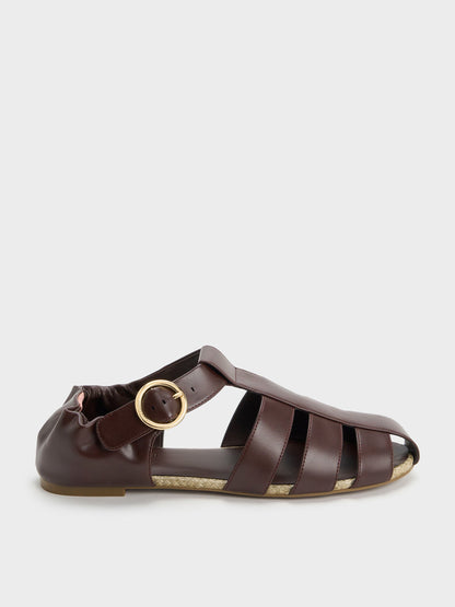 CHARLES & KEITH Deals / Caged Flat Espadrilles - Maroon