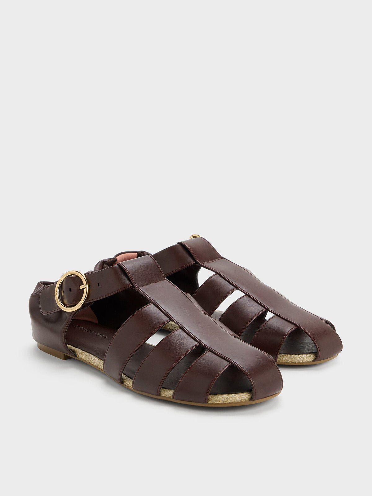 CHARLES & KEITH Deals / Caged Flat Espadrilles - Maroon