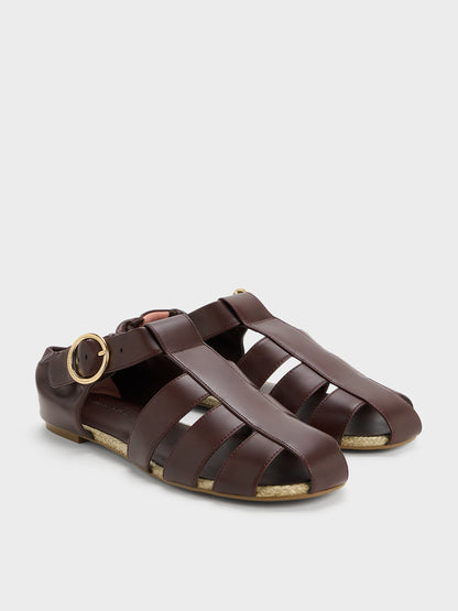 CHARLES & KEITH Deals / Caged Flat Espadrilles - Maroon