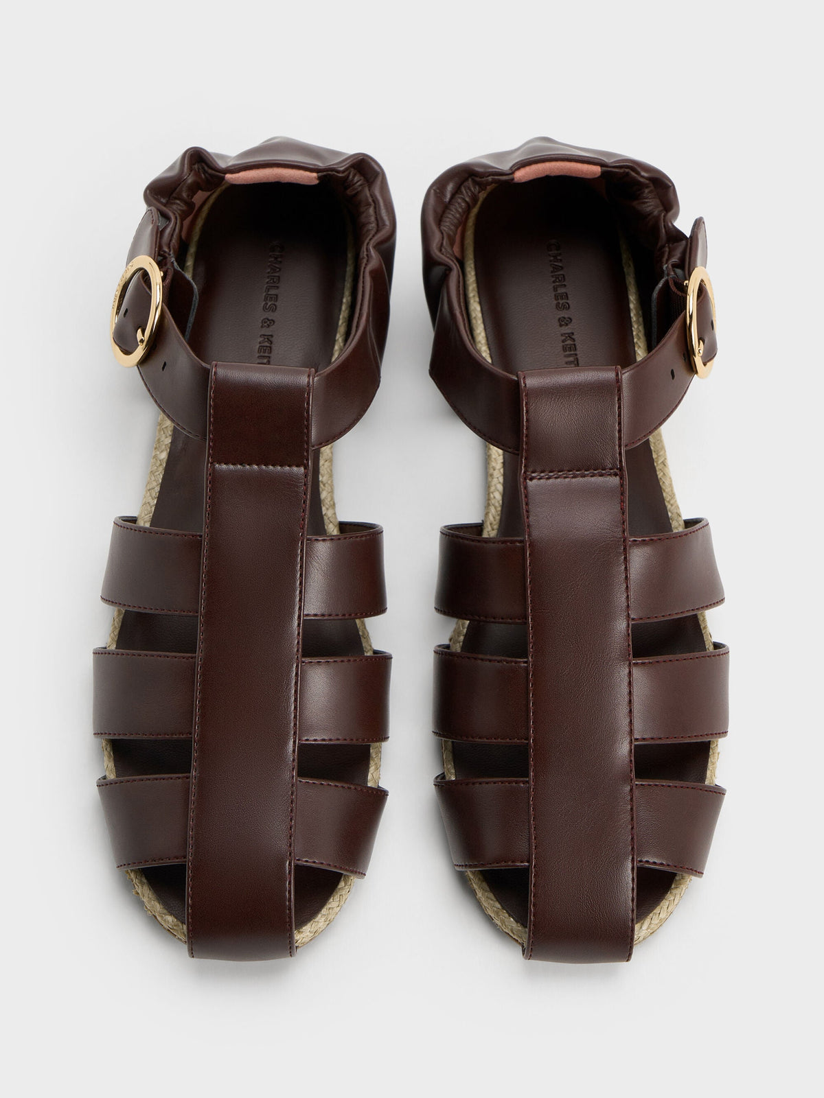 CHARLES & KEITH Deals / Caged Flat Espadrilles - Maroon