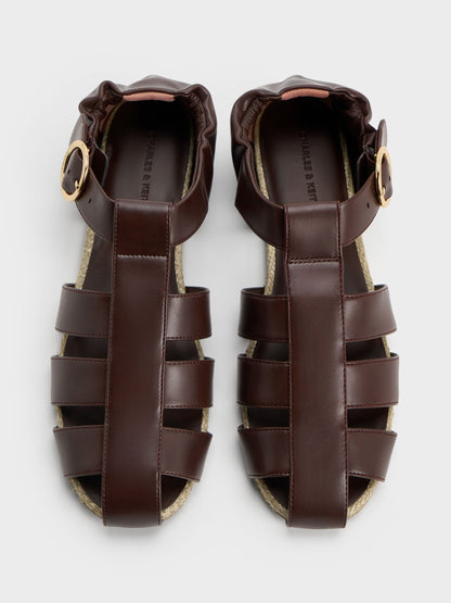 CHARLES & KEITH Deals / Caged Flat Espadrilles - Maroon