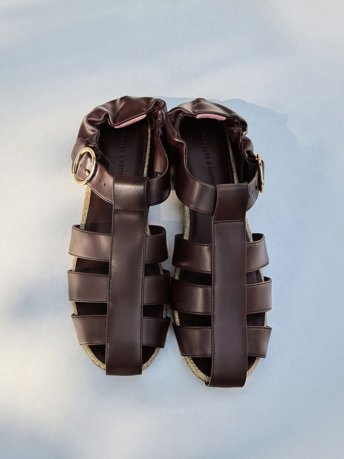 CHARLES & KEITH Deals / Caged Flat Espadrilles - Maroon
