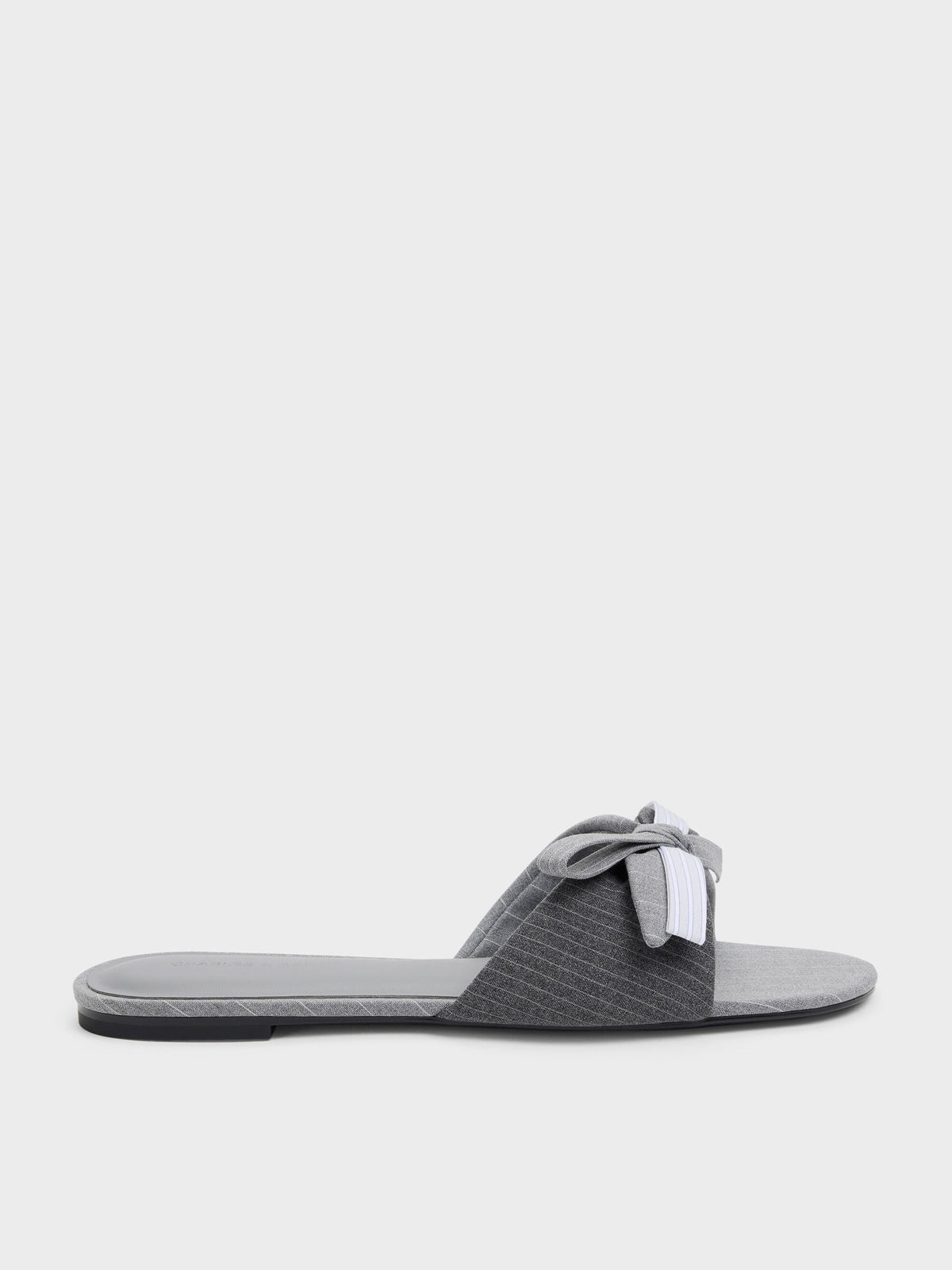 CHARLES & KEITH Discount / Striped Bow Slide Sandals - Grey
