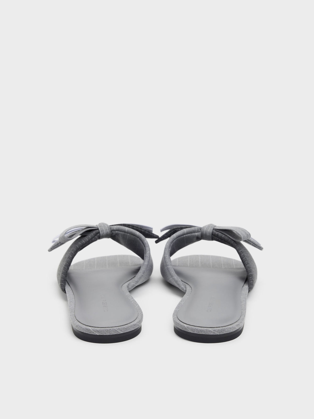 CHARLES & KEITH Discount / Striped Bow Slide Sandals - Grey