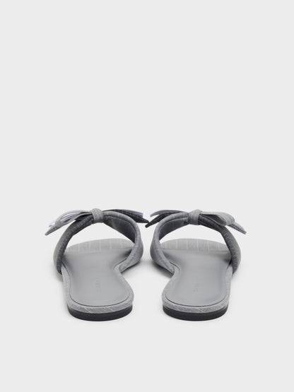 CHARLES & KEITH Discount / Striped Bow Slide Sandals - Grey