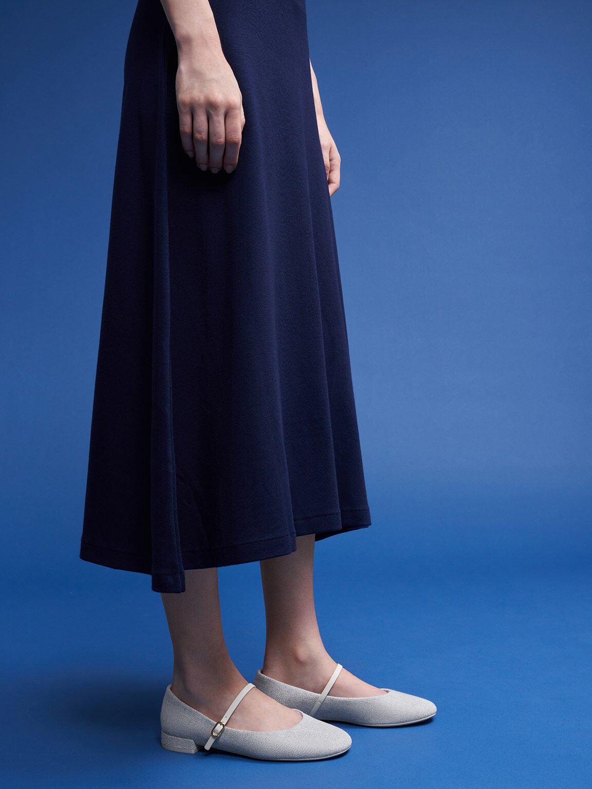 CHARLES & KEITH Top Pick / Gertrude Tweed Mary Janes - Light Grey