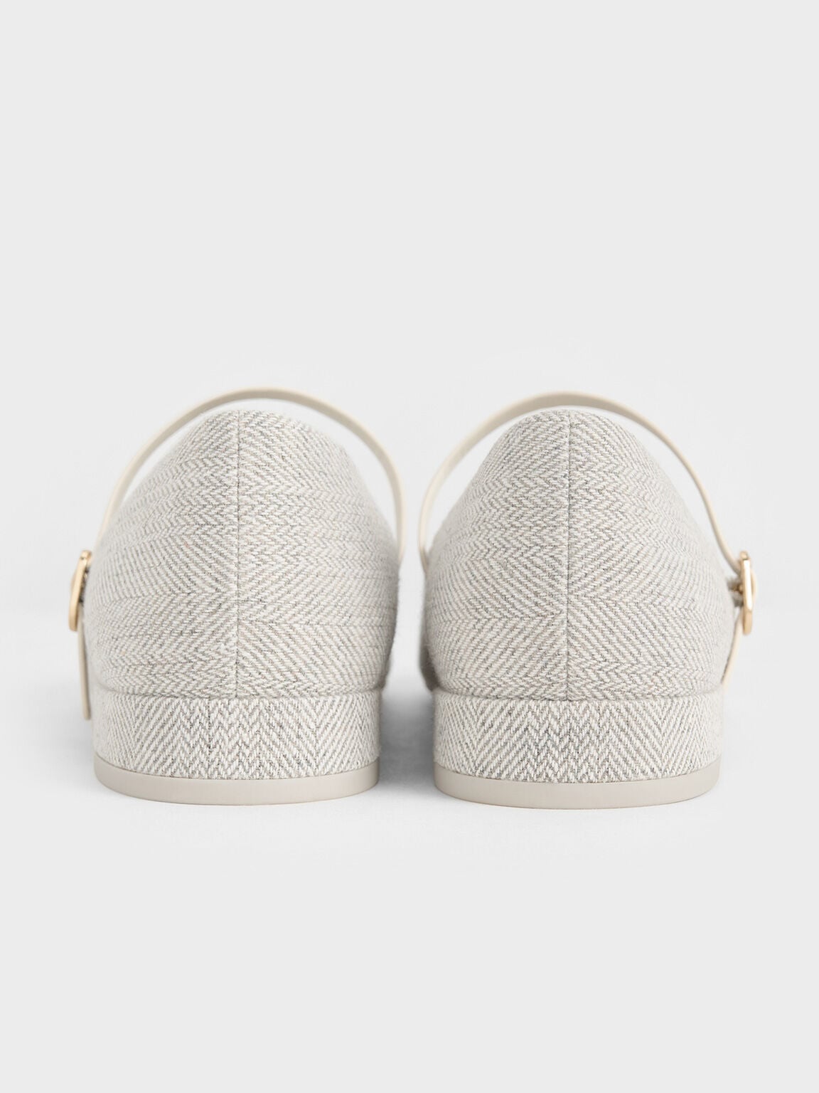 CHARLES & KEITH Top Pick / Gertrude Tweed Mary Janes - Light Grey
