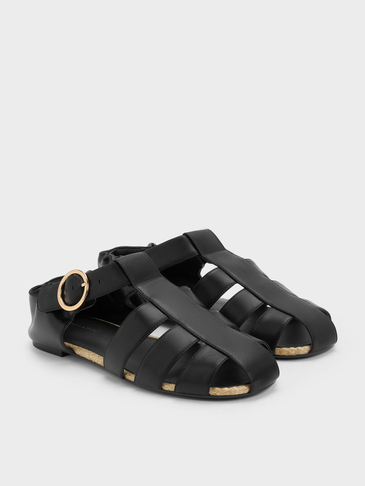 CHARLES & KEITH Essential / Caged Flat Espadrilles - Black