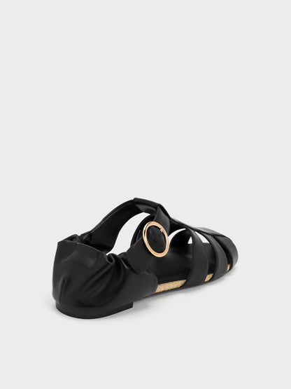 CHARLES & KEITH Essential / Caged Flat Espadrilles - Black