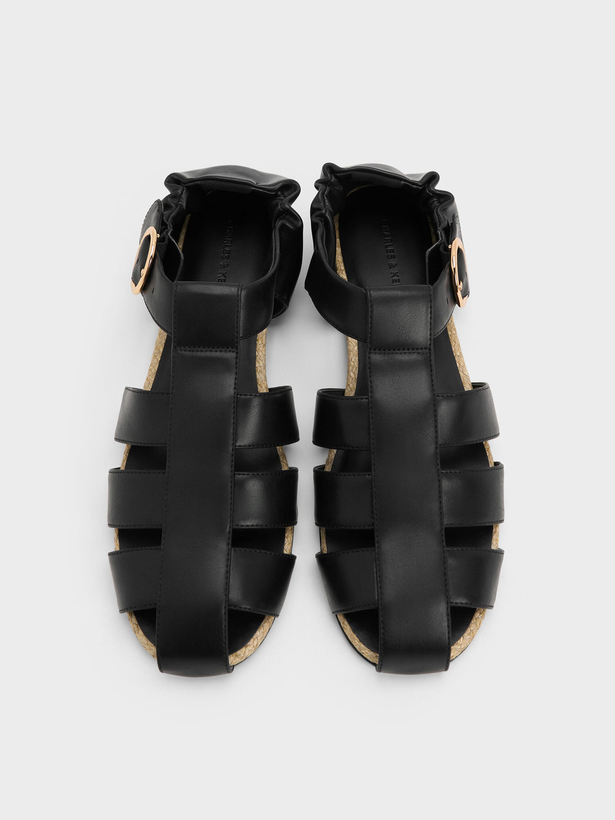 CHARLES & KEITH Essential / Caged Flat Espadrilles - Black