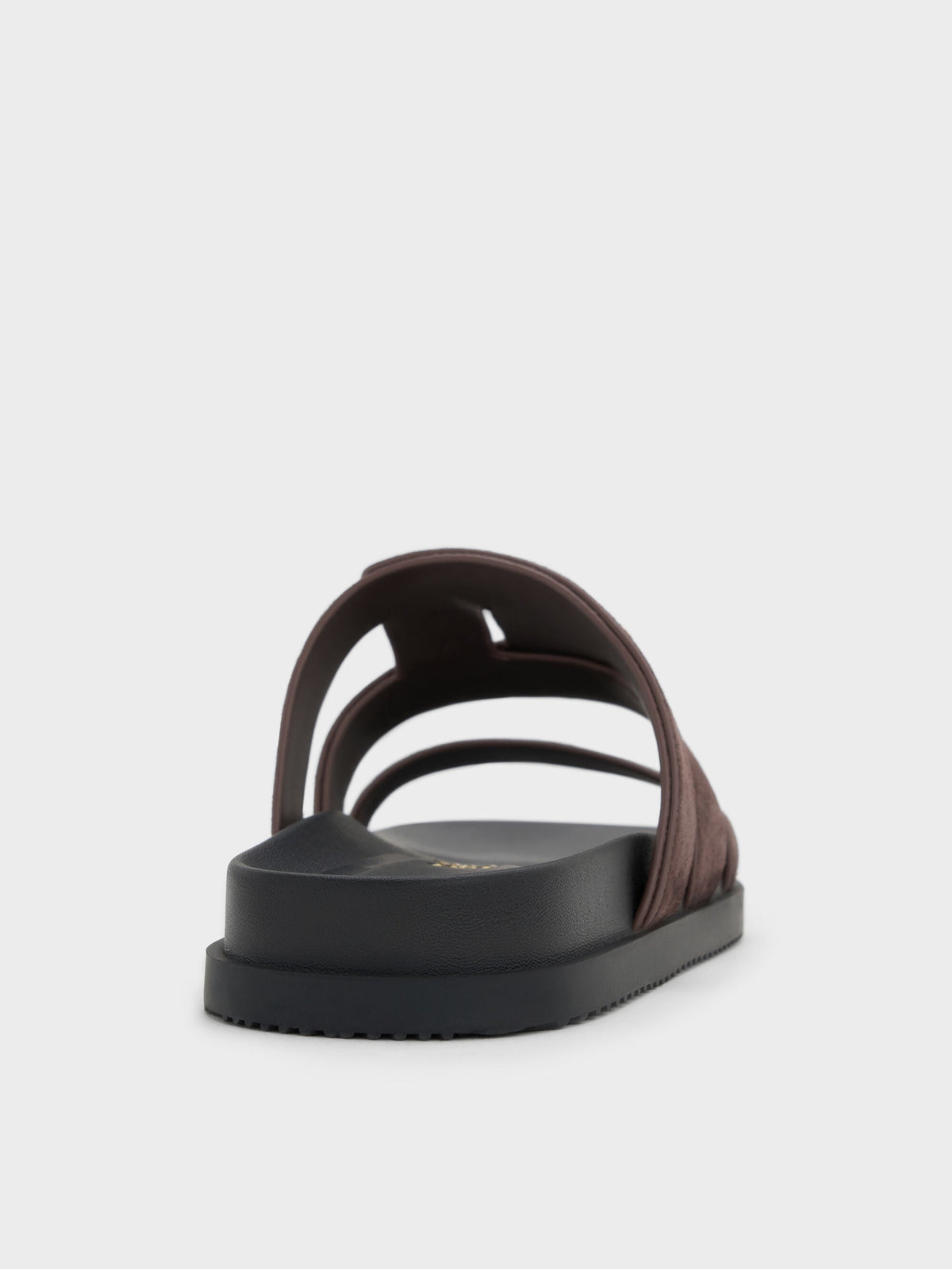 CHARLES & KEITH Discount / Petina Suede Flatform Sandals - Dark Brown Textured