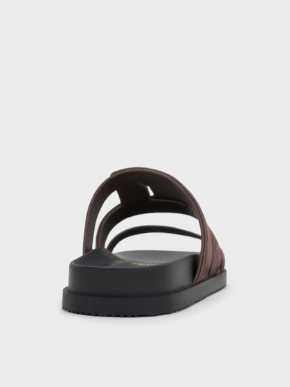 CHARLES & KEITH Discount / Petina Suede Flatform Sandals - Dark Brown Textured