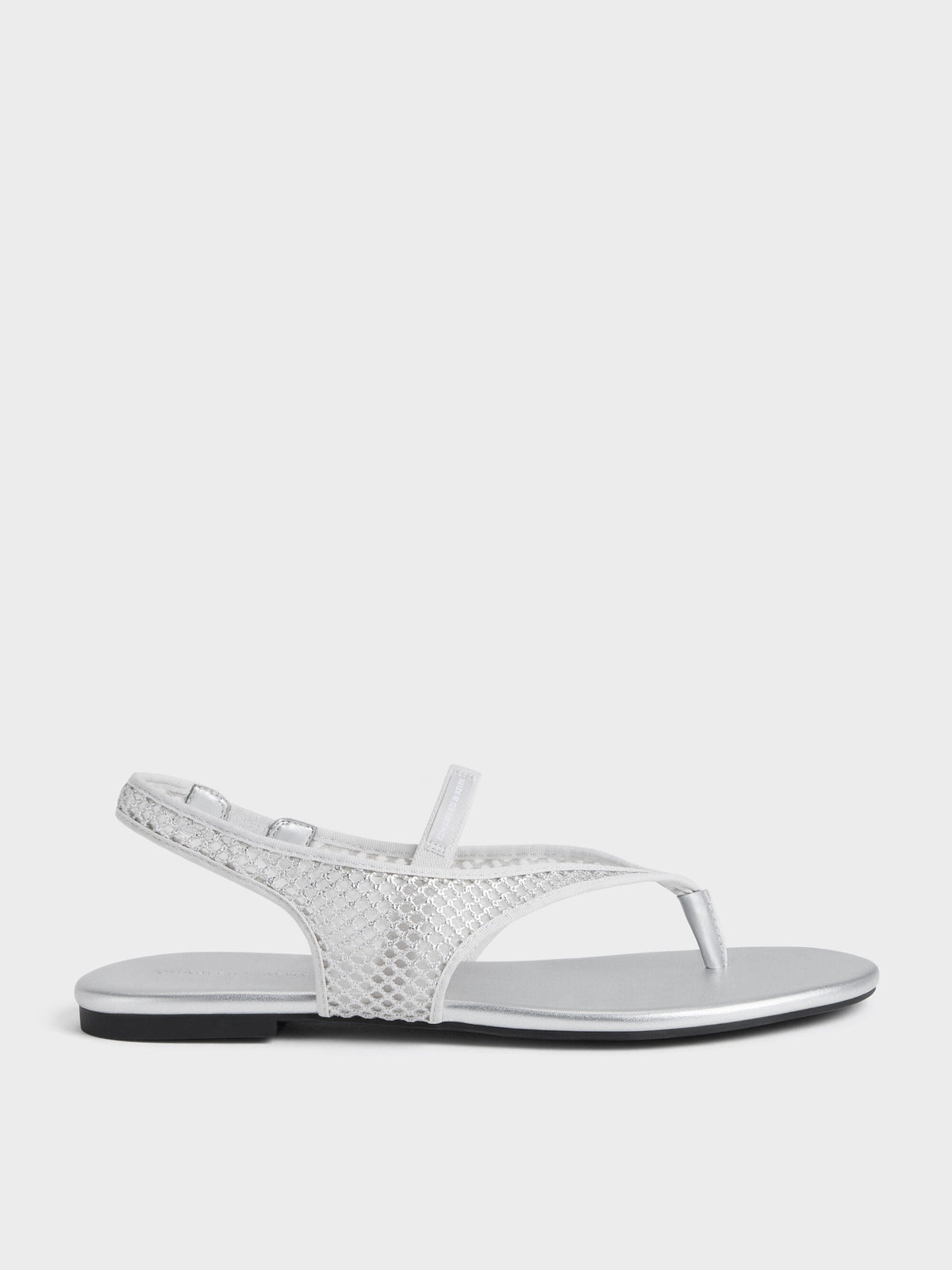 CHARLES & KEITH Everyday / Ellory Mesh Thong Slingback Sandals - Silver