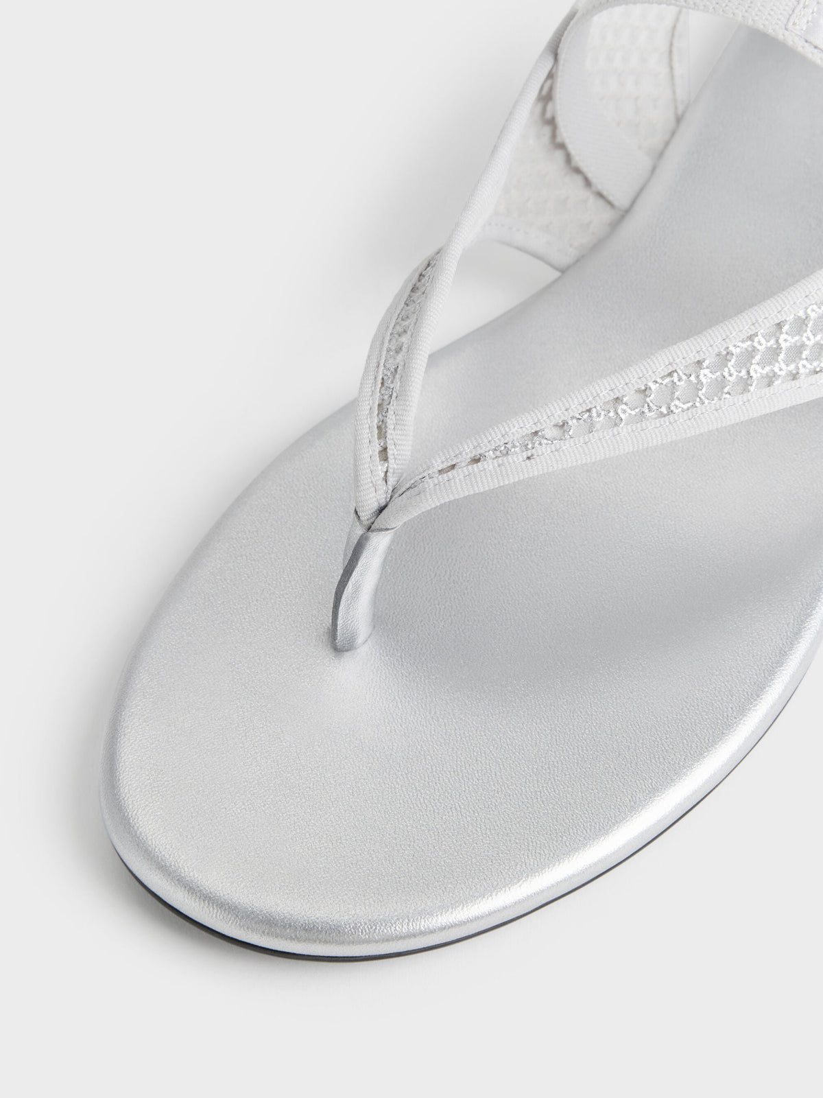 CHARLES & KEITH Everyday / Ellory Mesh Thong Slingback Sandals - Silver
