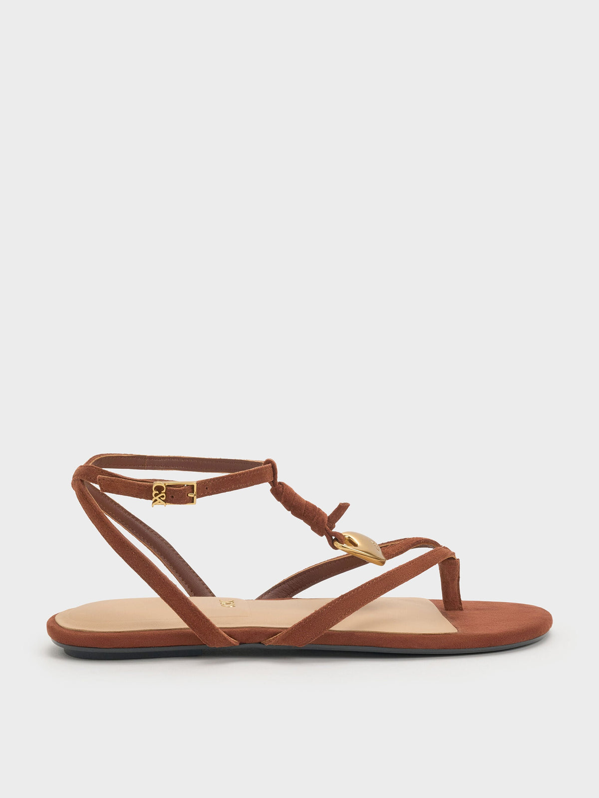 CHARLES & KEITH Hot Sale / Adema Leather Strappy Thong Sandals - Brown