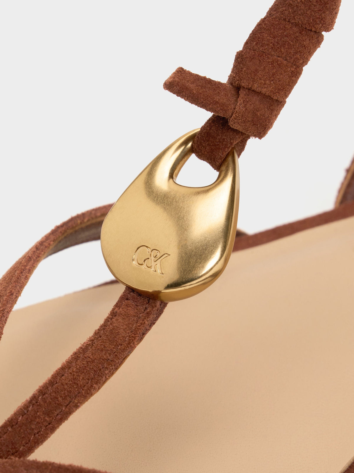 CHARLES & KEITH Hot Sale / Adema Leather Strappy Thong Sandals - Brown