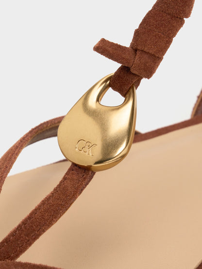 CHARLES & KEITH Hot Sale / Adema Leather Strappy Thong Sandals - Brown