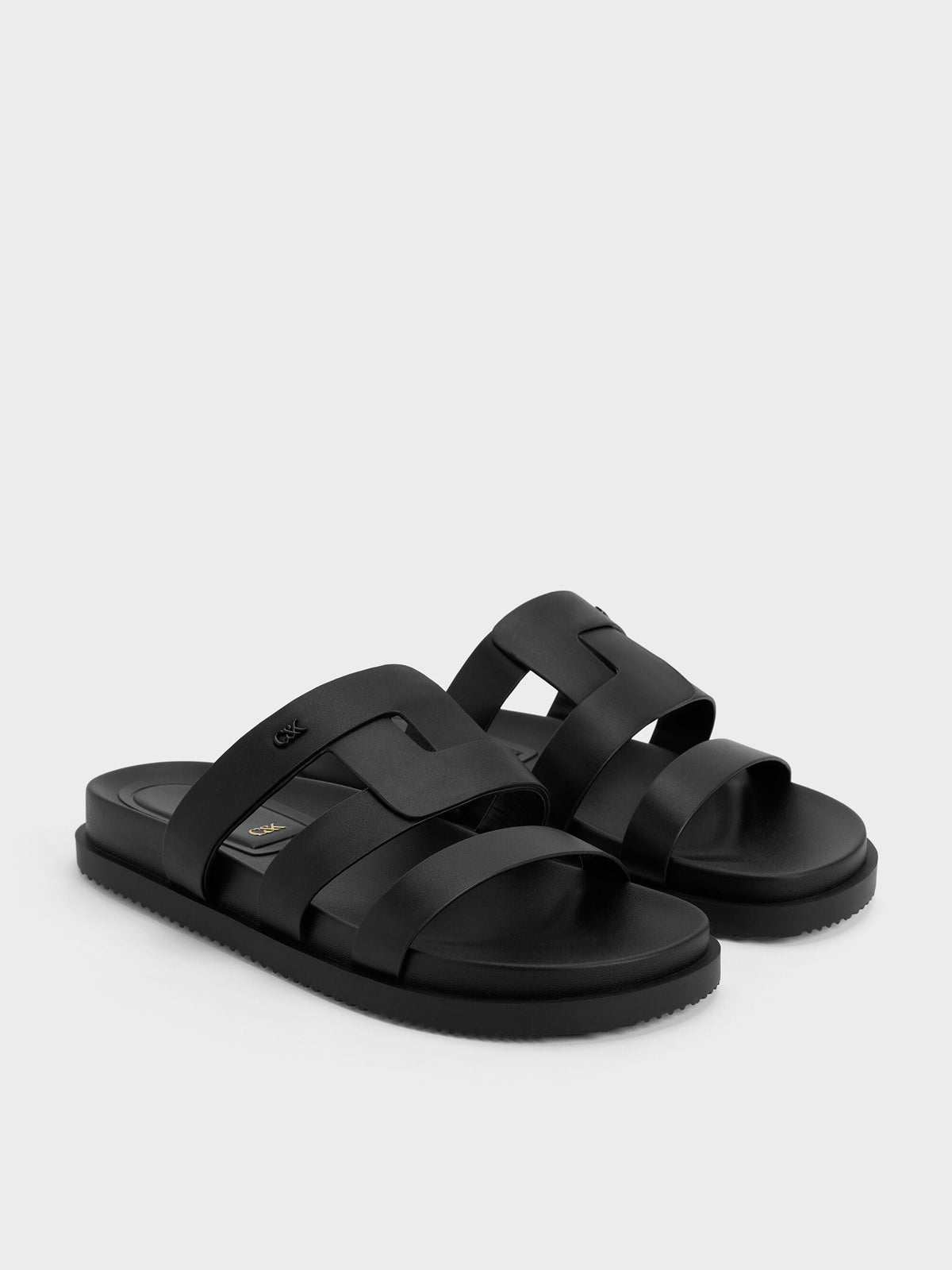 CHARLES & KEITH Customer Favorite / Petina Leather Flatform Sandals - Black