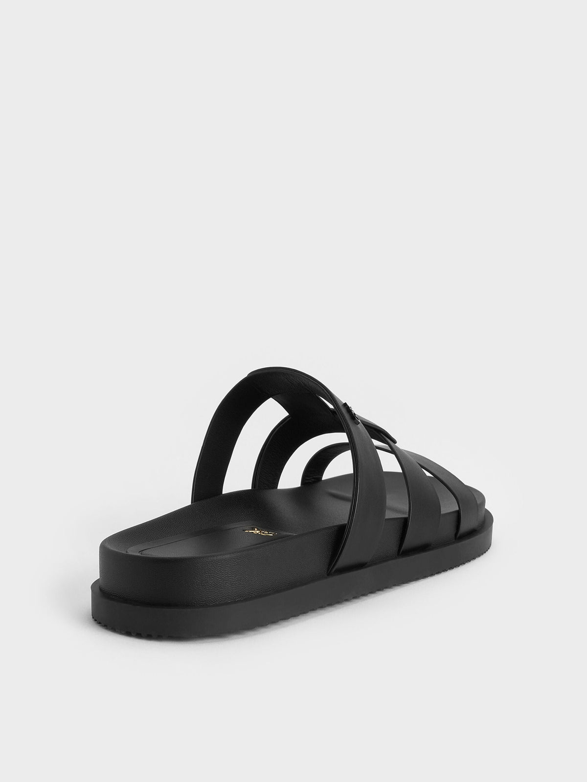 CHARLES & KEITH Customer Favorite / Petina Leather Flatform Sandals - Black