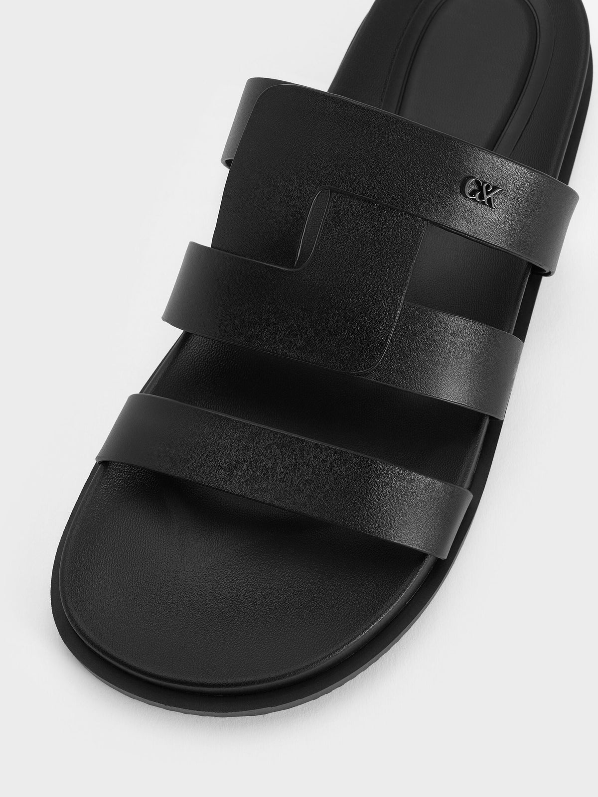 CHARLES & KEITH Customer Favorite / Petina Leather Flatform Sandals - Black