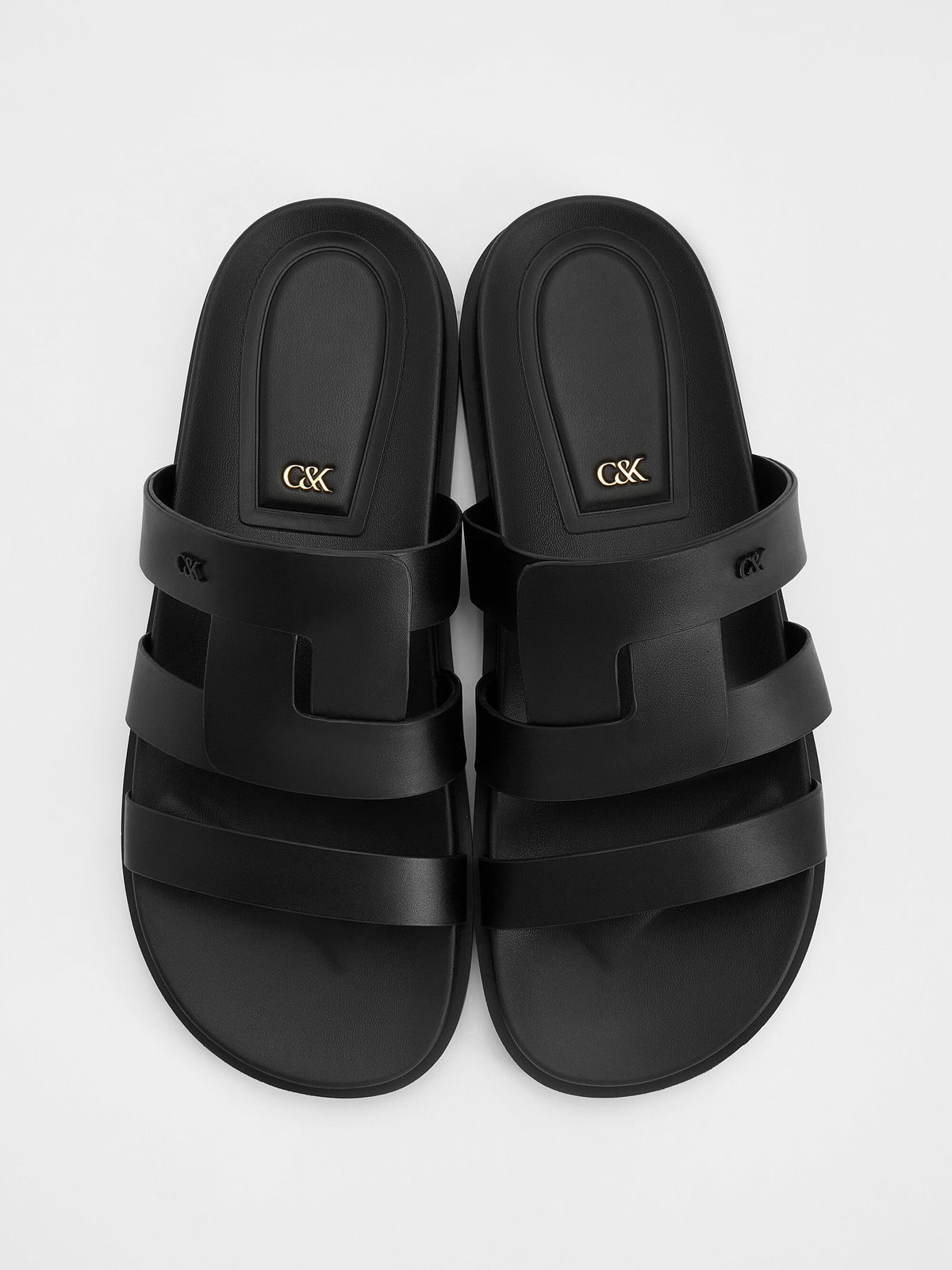 CHARLES & KEITH Customer Favorite / Petina Leather Flatform Sandals - Black