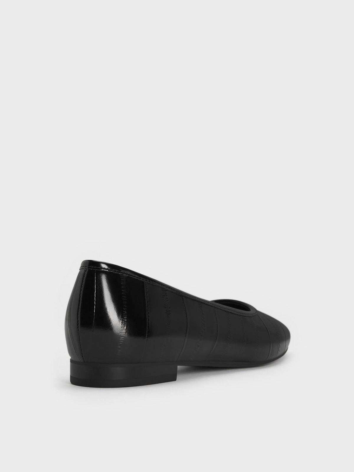 CHARLES & KEITH Top Pick / Griselda Eel-Effect Ballet Flats - Animal Print Black