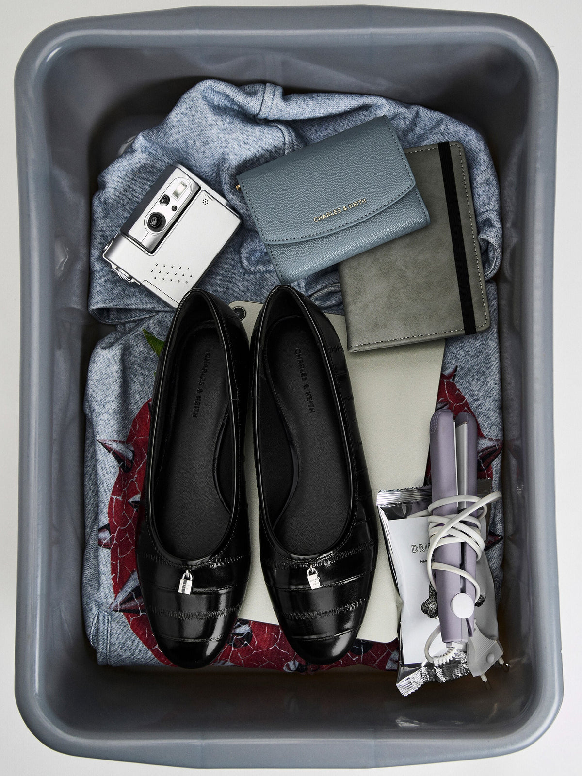 CHARLES & KEITH Top Pick / Griselda Eel-Effect Ballet Flats - Animal Print Black