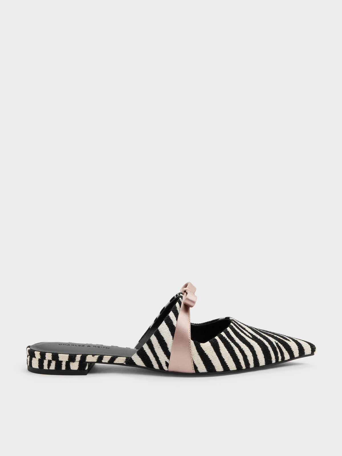 CHARLES & KEITH Everyday / Kaleen Zebra-Print Pointed Mules - Animal Print Black