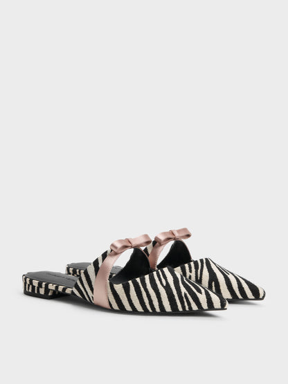 CHARLES & KEITH Everyday / Kaleen Zebra-Print Pointed Mules - Animal Print Black