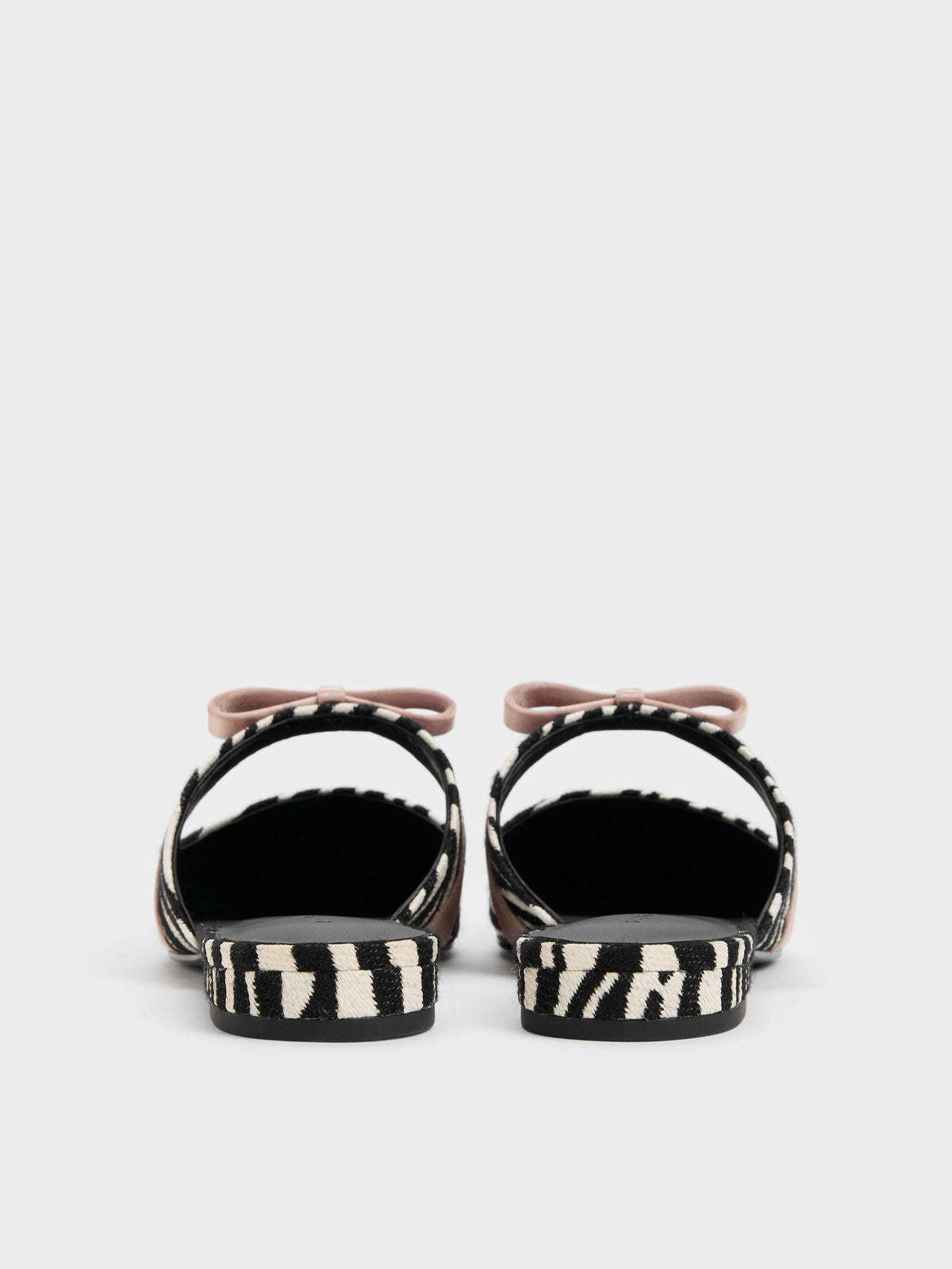 CHARLES & KEITH Everyday / Kaleen Zebra-Print Pointed Mules - Animal Print Black