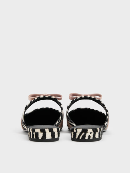 CHARLES & KEITH Everyday / Kaleen Zebra-Print Pointed Mules - Animal Print Black