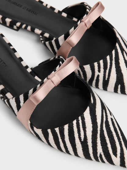 CHARLES & KEITH Everyday / Kaleen Zebra-Print Pointed Mules - Animal Print Black