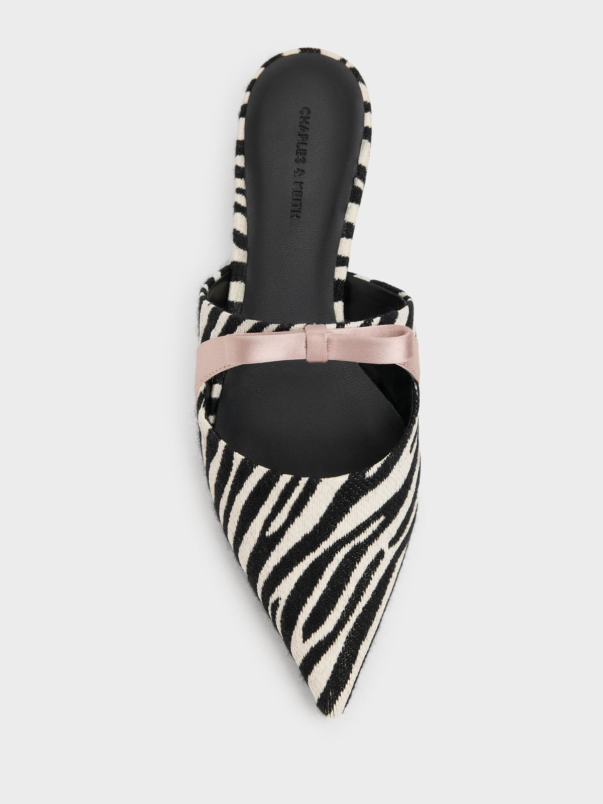 CHARLES & KEITH Everyday / Kaleen Zebra-Print Pointed Mules - Animal Print Black