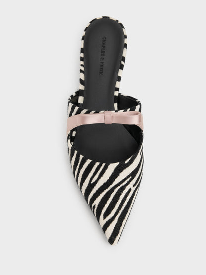CHARLES & KEITH Everyday / Kaleen Zebra-Print Pointed Mules - Animal Print Black